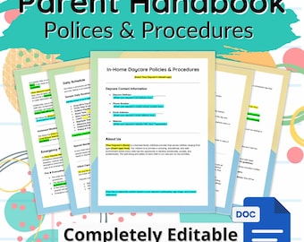 In-Home Daycare Parent Handbook | Daycare Forms Template | Home Daycare | Policies and Procedures 27 Pages| Printable Daycare Business Plan