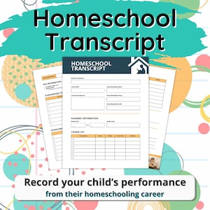 Homeschool Transcript Template | Editable PDF High School Academic Record & Grade Tracker, with Standardized Tests and GPA