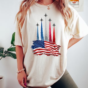 Comfort Colors USA Fighter Jets T-Shirt: Patriotic Airshow Tee