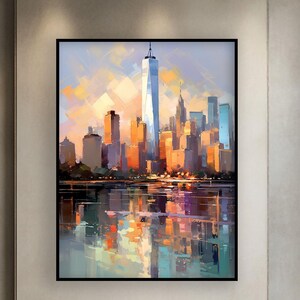 Handgemachte Stadtansicht Ölgemälde, abstrakte strukturierte Wandkunst