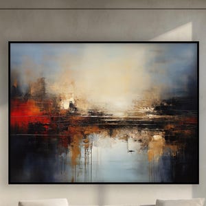 Handmade Sunset Reflection Oil Painting: Textured Abstract Wall Decor