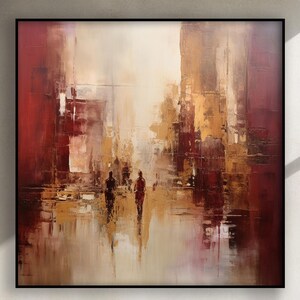 Handmade Cityscape Oil Painting, Textured Abstract Art