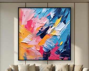 Abstraktes Pinselstrich-Ölgemälde: Bunt strukturierte Wandkunst