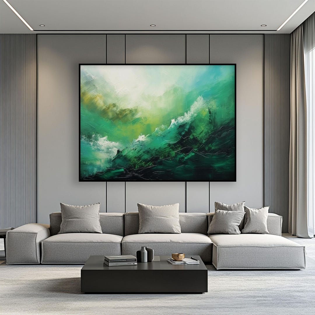 Green Abstract Oil Painting: Nature-inspired Textured Wall Art - Etsy