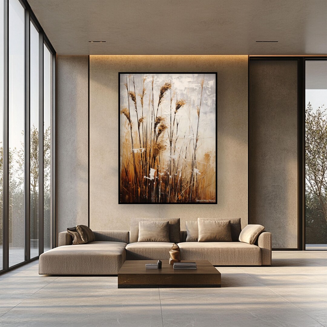 Textured Abstract Oil Painting: Dried Herbs, Nature Theme, Original ...