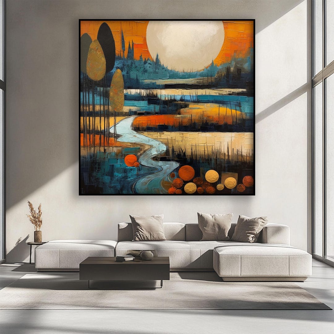 Handmade River Landscape Oil Painting, Textured Abstract Wall Art - Etsy