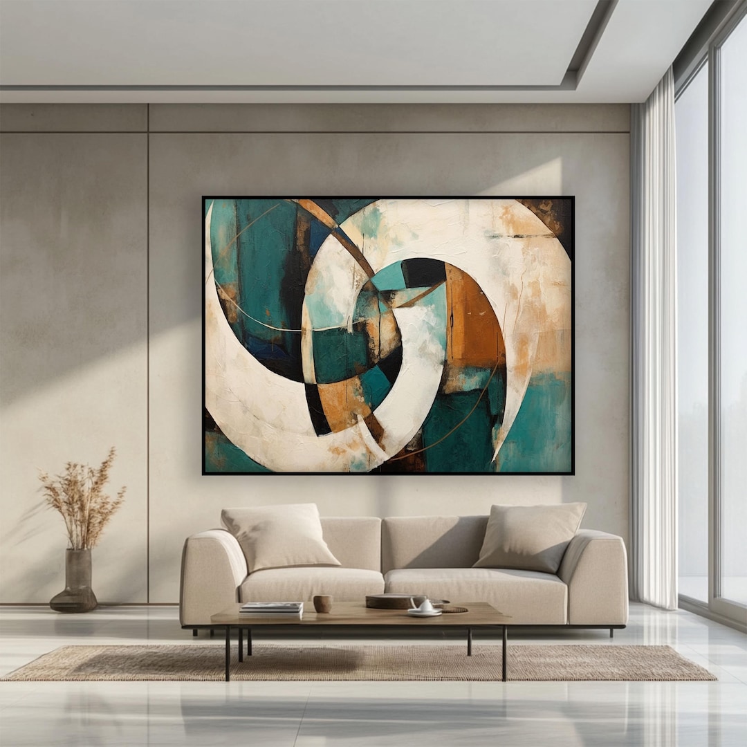 Geometric Abstract Oil Painting, Textured Modern Wall Art - Etsy