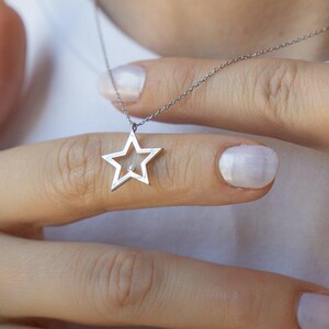 14K Gold Star Diamant Anhänger Halskette: Celestial Schmuck Geschenk
