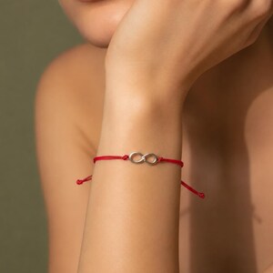 Diamond Infinity String Bracelet: 925 Sterling Silver Charm