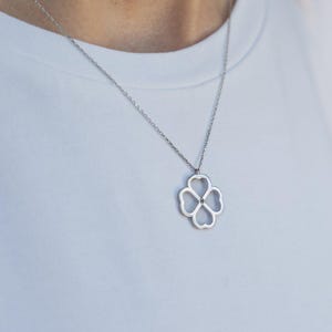 14K Gold Four-Leaf Clover Necklace with Heart Details & Diamond Accents, Lucky and Love Jewelry Gift for Her