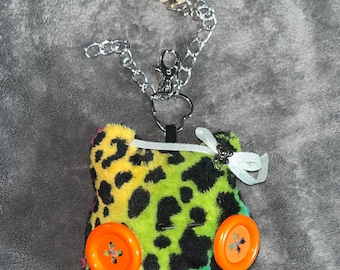 rainbow leopard kitty head keychains