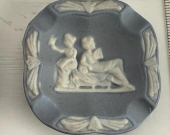 Vintage Pair of Occupied Japan Blue Jasperware Ashtray Ring Dishes (2.5 Inch)