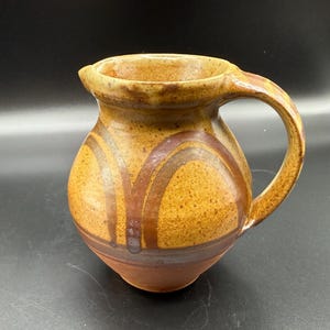 Vintage Handthrown Pottery Jug-Pitcher/Utensil-Flower Holder/Glazed Ceramic-Handpainted/Earth Tone/Rustic-Country Home Decor-Kitchenware