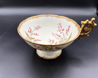 Antique porcelain footed cream soup bowl or bouillon cup. Candy, Trinket or nut dish