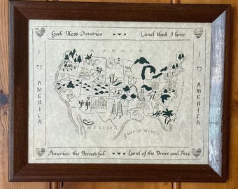 Framed Paper Cut Folk Art: God Bless America Scherenschnitte by Regina Walters, Patriotic