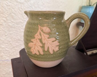 Vintage Teleflora Green Oak Leaf and Acorn ceramic pitcher/vase/jug