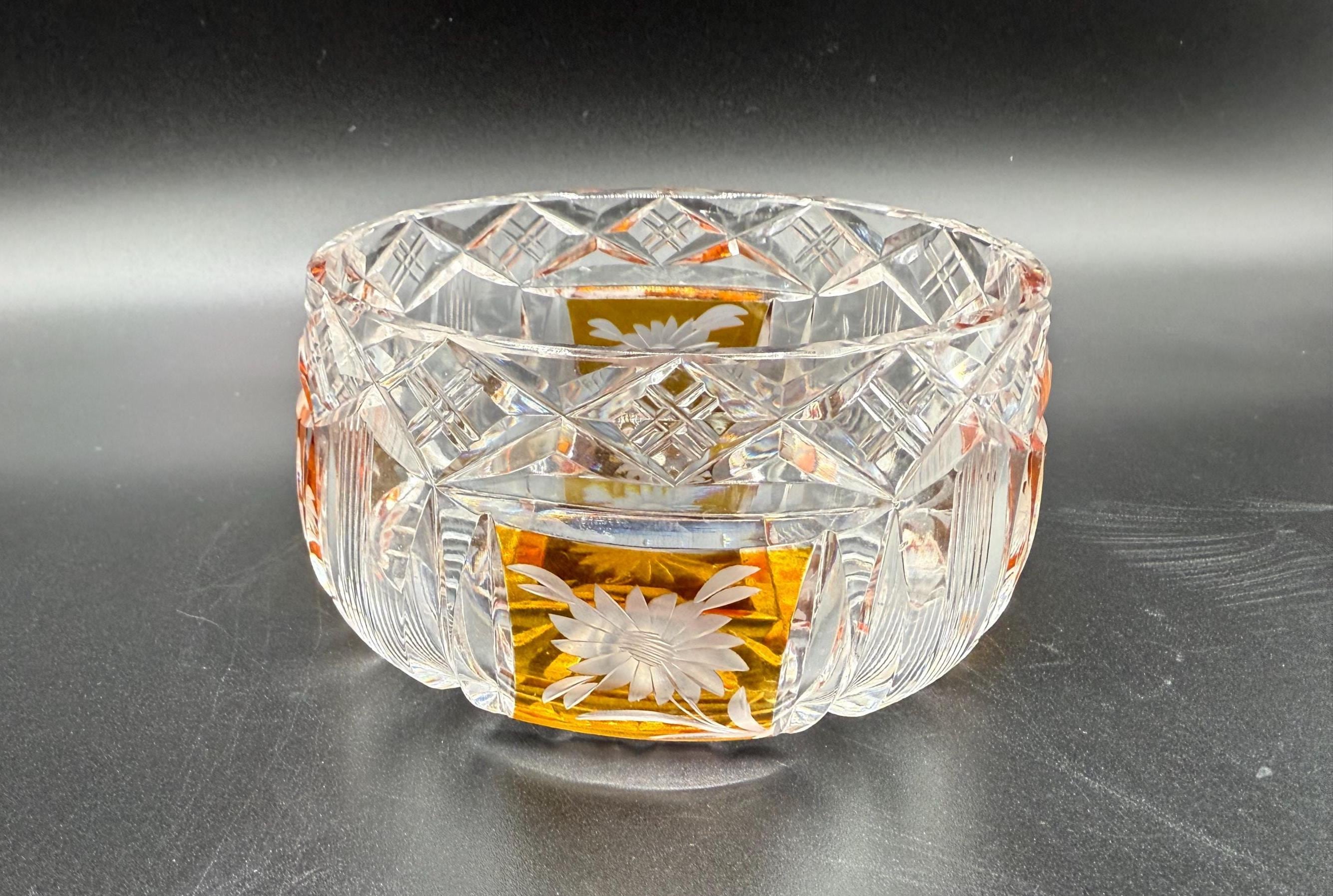 ポーランド製 Julia ユリア クリスタルガラス 花瓶 琥珀色 白鳥デザイン Vintage Amber Julia Crystal - Etsy