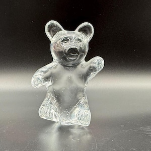 Vintage Daum France Crystal Teddy Bear - 4" Sitting Figurine