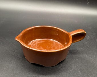 Hall China #1144 3 oz. sauce or gravy boat with a classic brown glaze