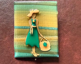 Summer Woman, Lucinda Yates hand designed brooch of the Woman Pin Series