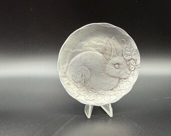 Vintage Wendell August Forge 4-3/8" Coaster Plate Spring Easter Bunny