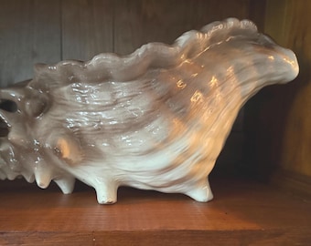 Large Vintage Mint condition Handmade Ceramic Conch Shell Planter | Seashell | Ocean | Beach Decor | Retro Homewares | Unique Gift Idea