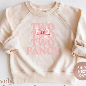 Two Fancy Birthday Sweatshirt: Coquette Bow Kids Pullover