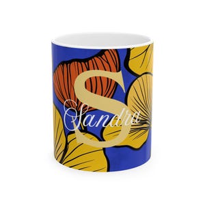 Taza con estampado africano personalizable con letras y nombres, taza de cerámica, artículos para beber motivacionales, regalo de decoración del hogar, regalo para amantes del café, taza de arte moderno