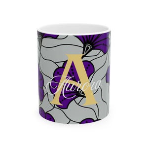 Taza con estampado africano personalizable con letras y nombres, taza de cerámica, artículos para beber motivacionales, regalo de decoración del hogar, regalo para amantes del café, taza de arte moderno
