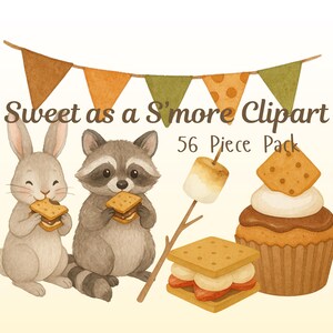 Pacchetto Clipart "Sweet as a S'more" / PNG scaricabili all'istante / Divertimento assicurato per il primo compleanno / Grafica ad acquerello / Artigianato e biglietti