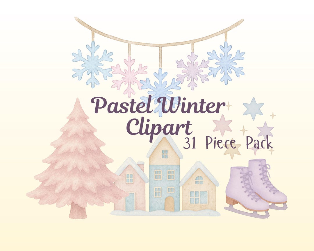 Pastel Winter Watercolor Clipart | Cozy Season PNG Bundle | Cute Winter