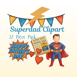 Pacote de Cliparts de Super Pais para o Dia dos Pais | PNGs para download instantâneo | Gráficos | Clipart para artesanato e cartões