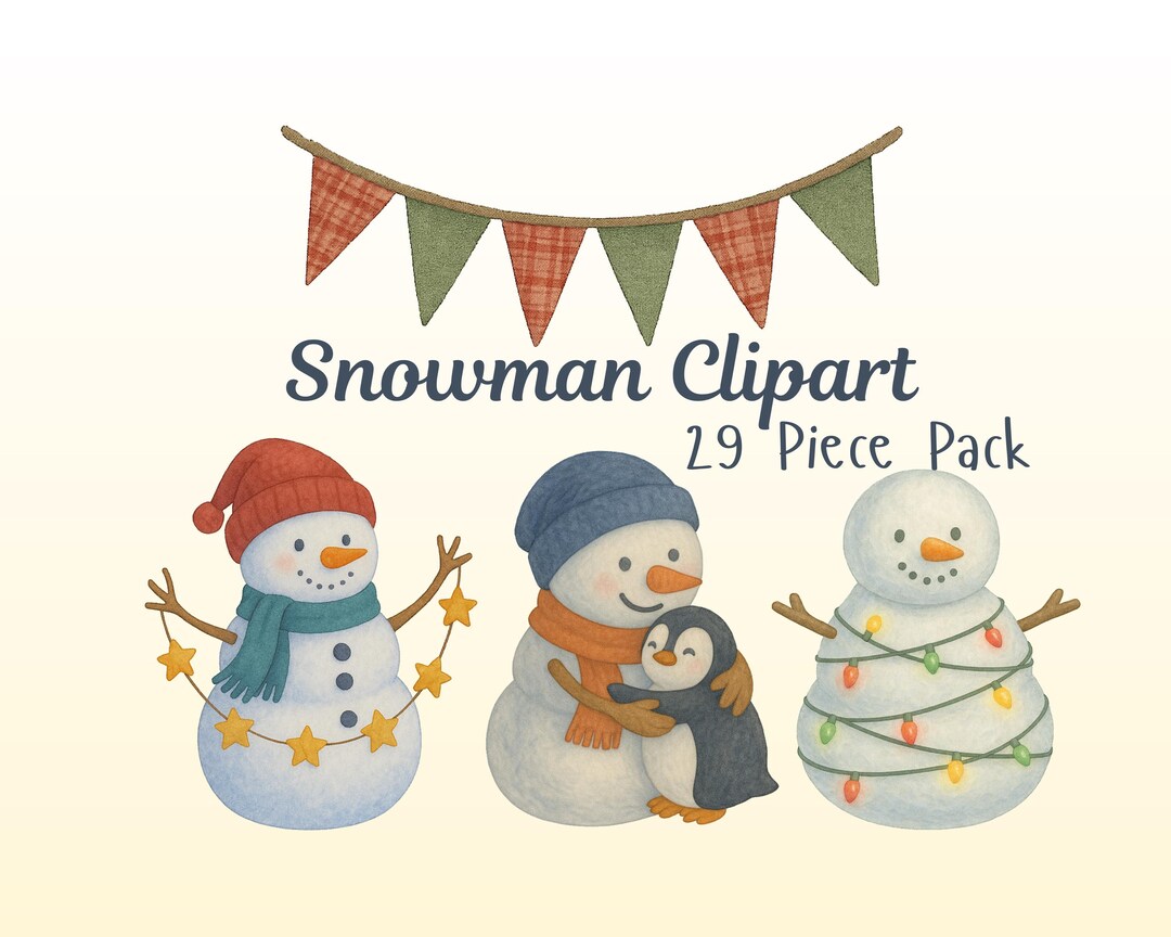 Snowman PNG Clipart Bundle | Cozy Season Winter Wonderland | Cute ...
