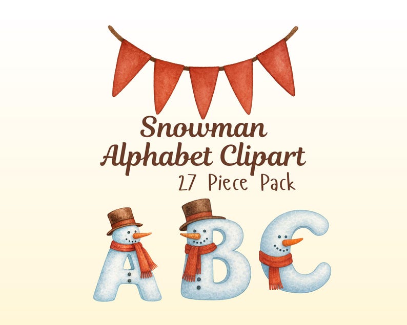 Snowman Alphabet Clipart PNG A–Z | Winter Snowman Letters | Christmas ...