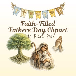 Glaube gefüllt Dad Clipart, christlicher Vatertag PNG, Bibel Vers Dad Kunst, religiöses Vatergeschenk, Schrift Printable Pack