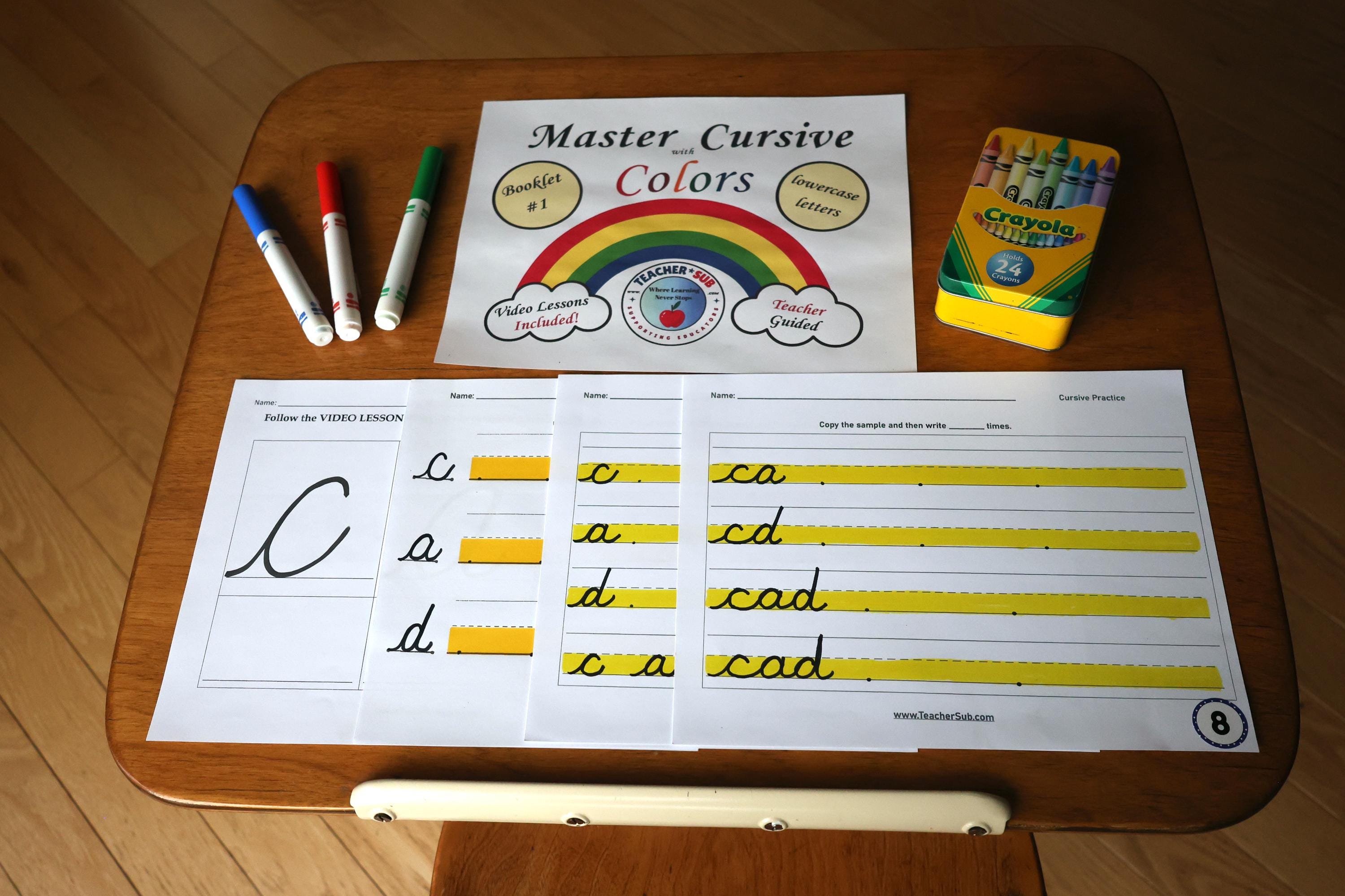 Master Cursive W/ Colors | Cursive Writing Workbook & Video Lessons 4 ...