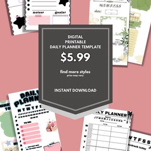 Daily Planner Bundle— 4 Unique Styles l Printable PDF
