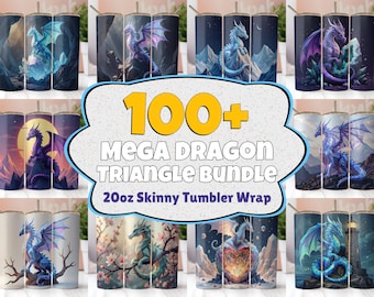 100+ Dragon Tumbler Wraps, Dragon Triangle 20 oz Skinny Tumbler Wrap, Sublimation Tumbler Designs, Digital Download