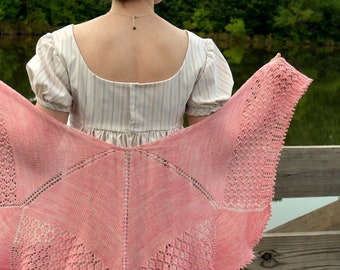 Jane Bennet Knit Lace Shawl, Knitting Pattern, Triangle Shawl, Digital Download