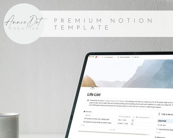 Life List: Premium Notion Template for Mental Health, Setting Life Goals, Wellness, Personal Growth, Ikigai