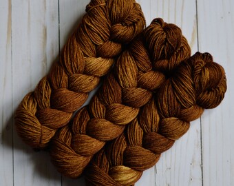 SW Sport: Pecan Pie Hand-dyed Indie Yarn, Braided Skein, Pretty Gift