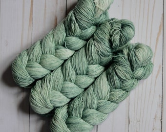 Single Sock: Sage Hand-dyed Indie Yarn, Braided Skein, Pretty Gift