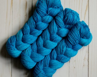 Single Sock: Oceans Hand-dyed Indie Yarn, Braided Skein, Pretty Gift