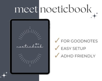 Noeticbook: Shizuka - Dark Mode GoodNotes Digital Planner Journal Notebook ADHD Friendly