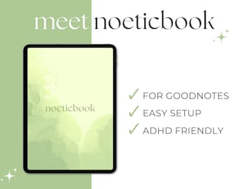 Noeticbook: Matcha Watercolor GoodNotes Digital Planner Journal Notebook ADHD Friendly