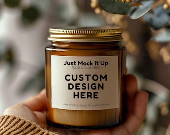Printify Candle Mockup, Amber Jar, POD Template (Digital Download)