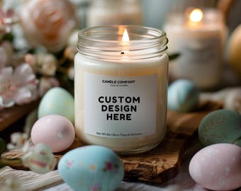 Easter Soy Candle Mockup, Printify POD Template (Digital Download)