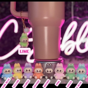labubu Stanley Charm, labubu, Stanley charm, cup accessories, Stanley accessories, charms, mini labubu, purse charm, sitting labubu