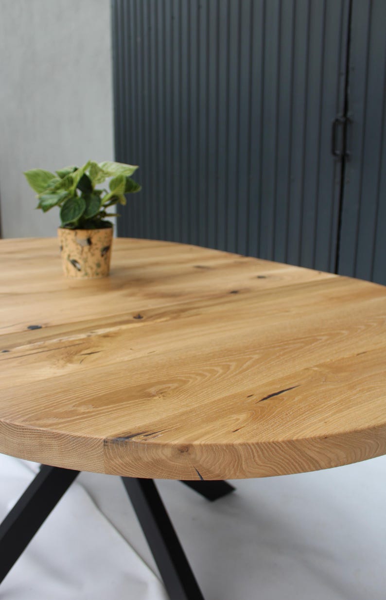 Round Solid Oak Extendable Table 120–220 Cm X Frame | Handmade Wooden ...