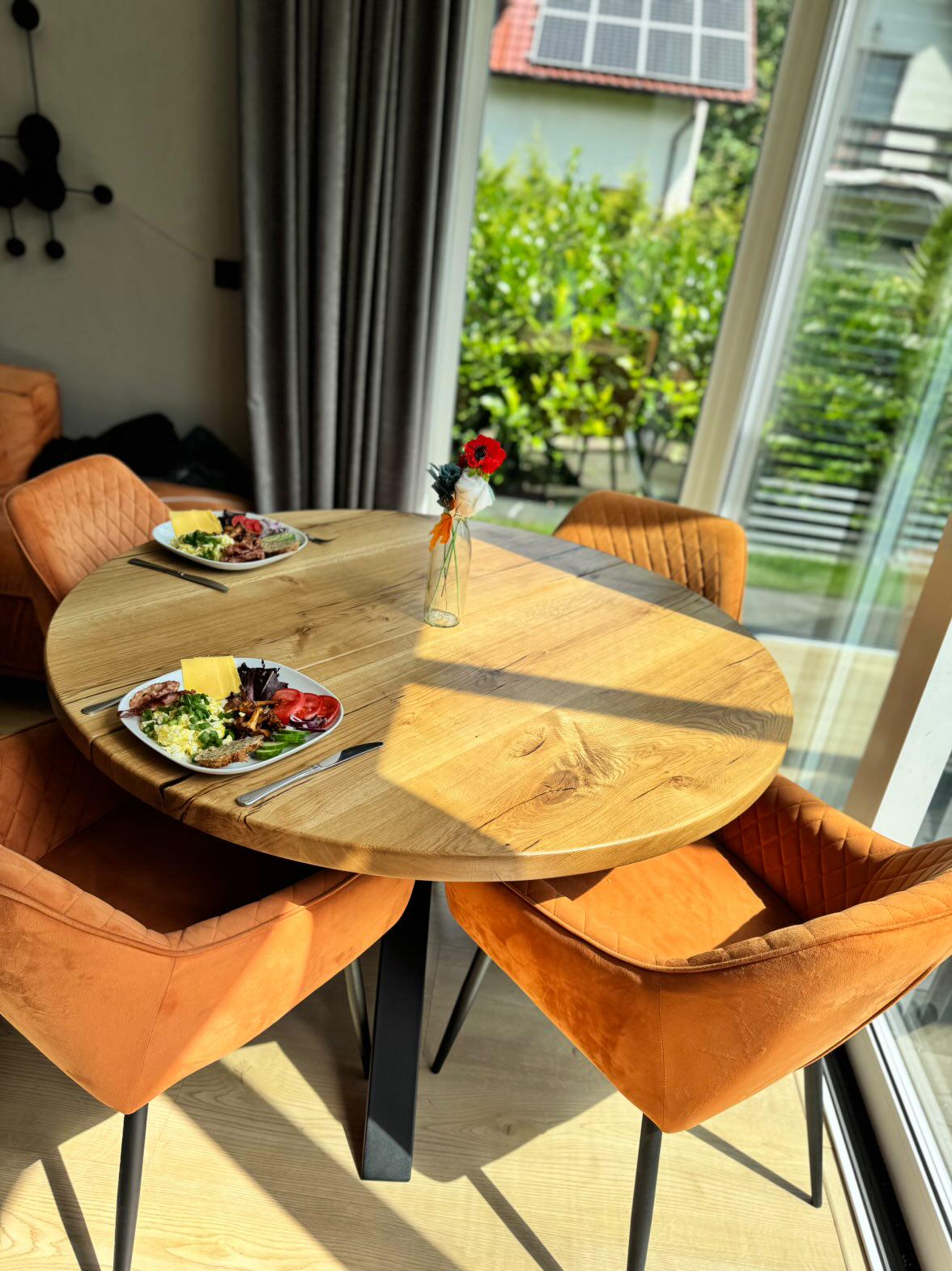 Round Solid Oak Extendable Table 120–220 Cm X Frame | Handmade Wooden ...